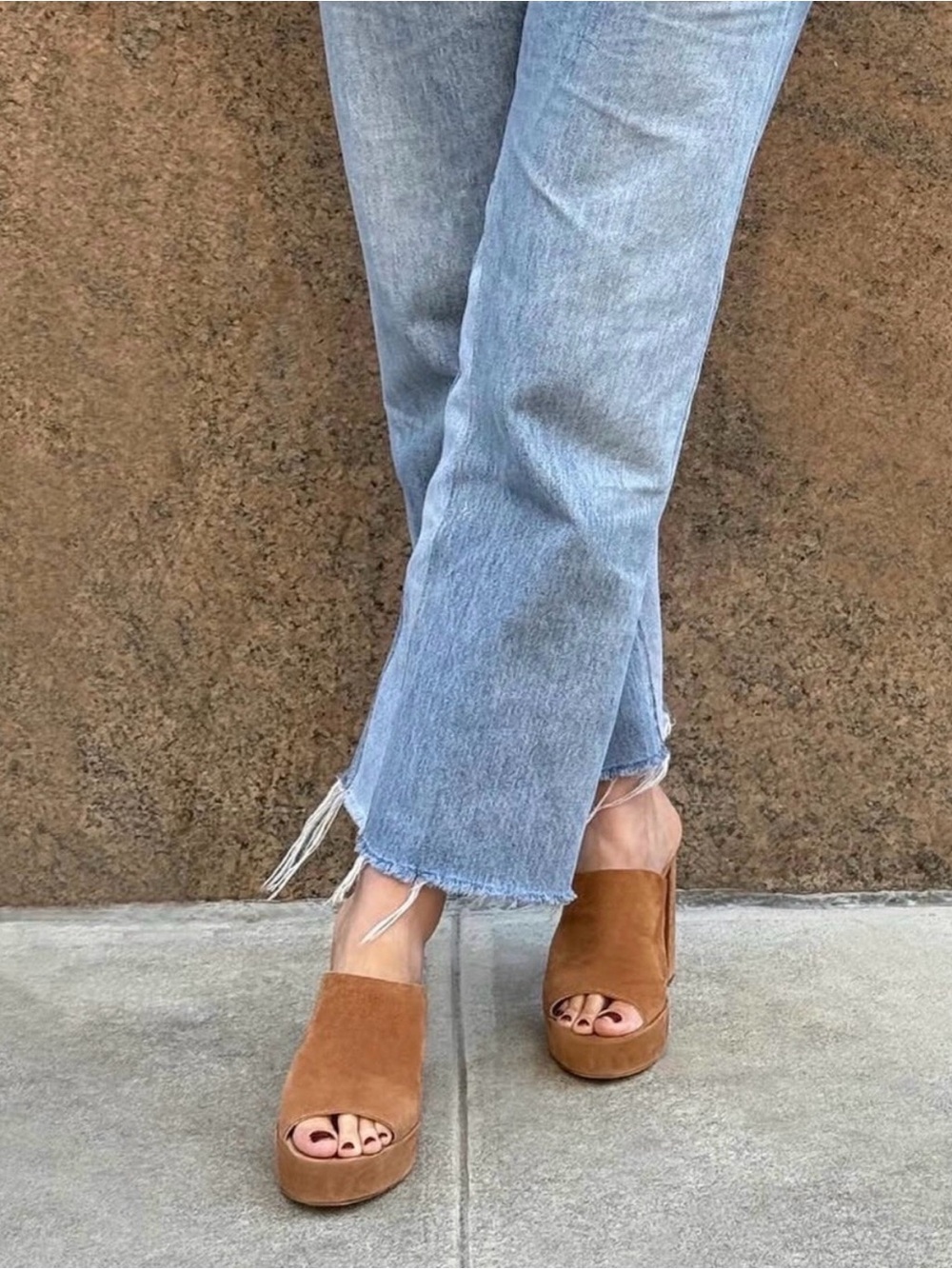 Inez Ceci Mules in toffee suede in 7 - Picture 2 of 16